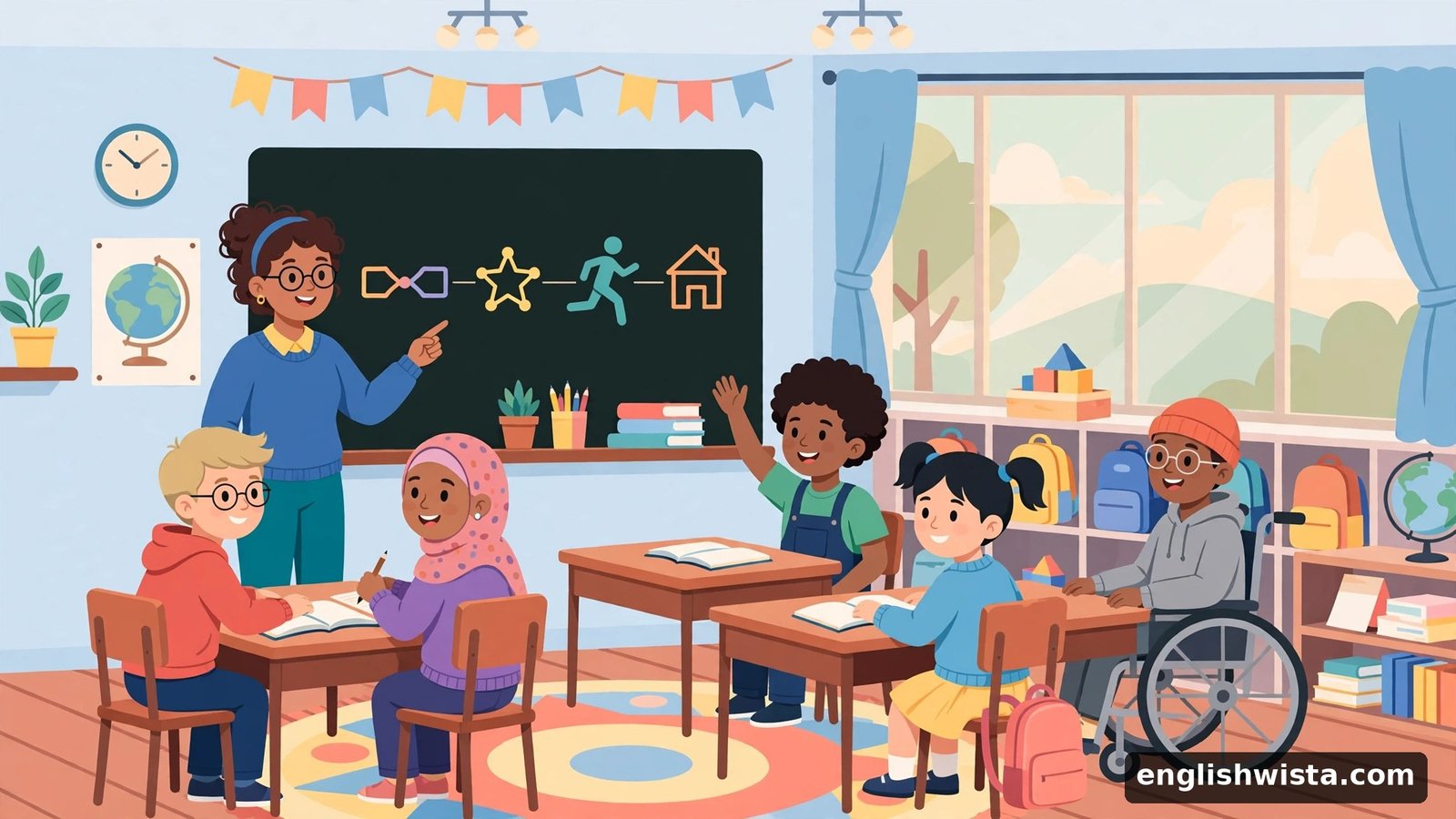 Classroom scene learning toward vs towards
