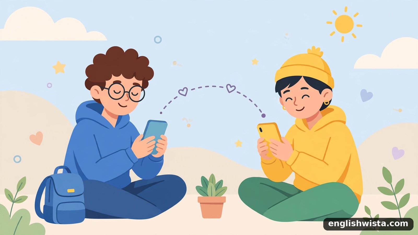 Friends texting illustration