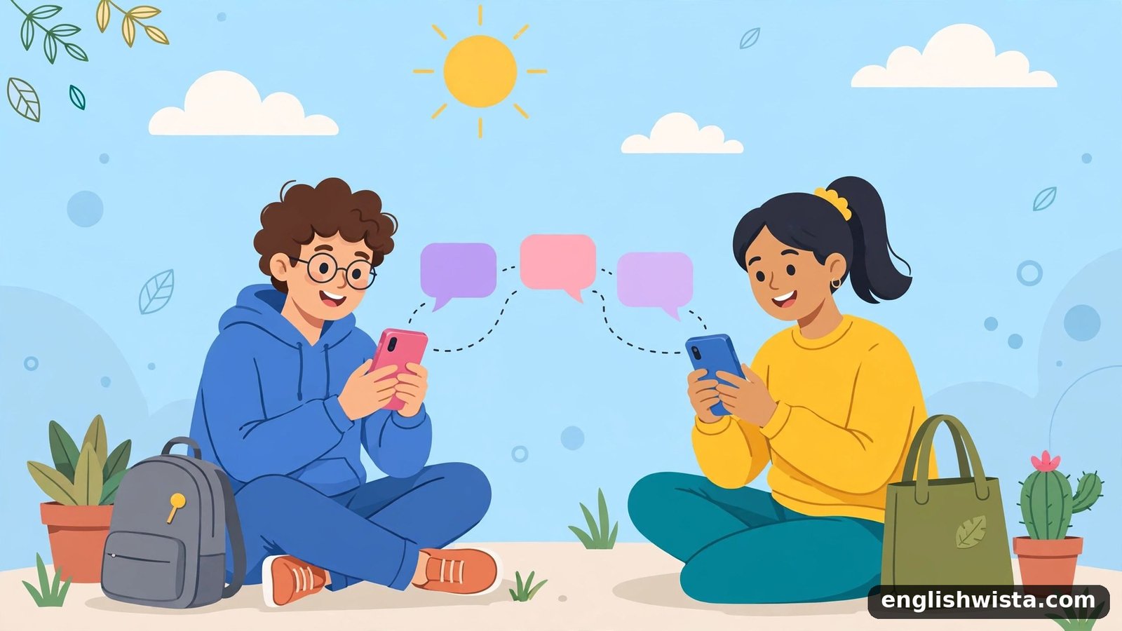 Friends texting illustration