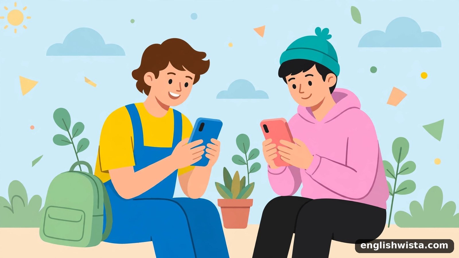 Friends texting illustration