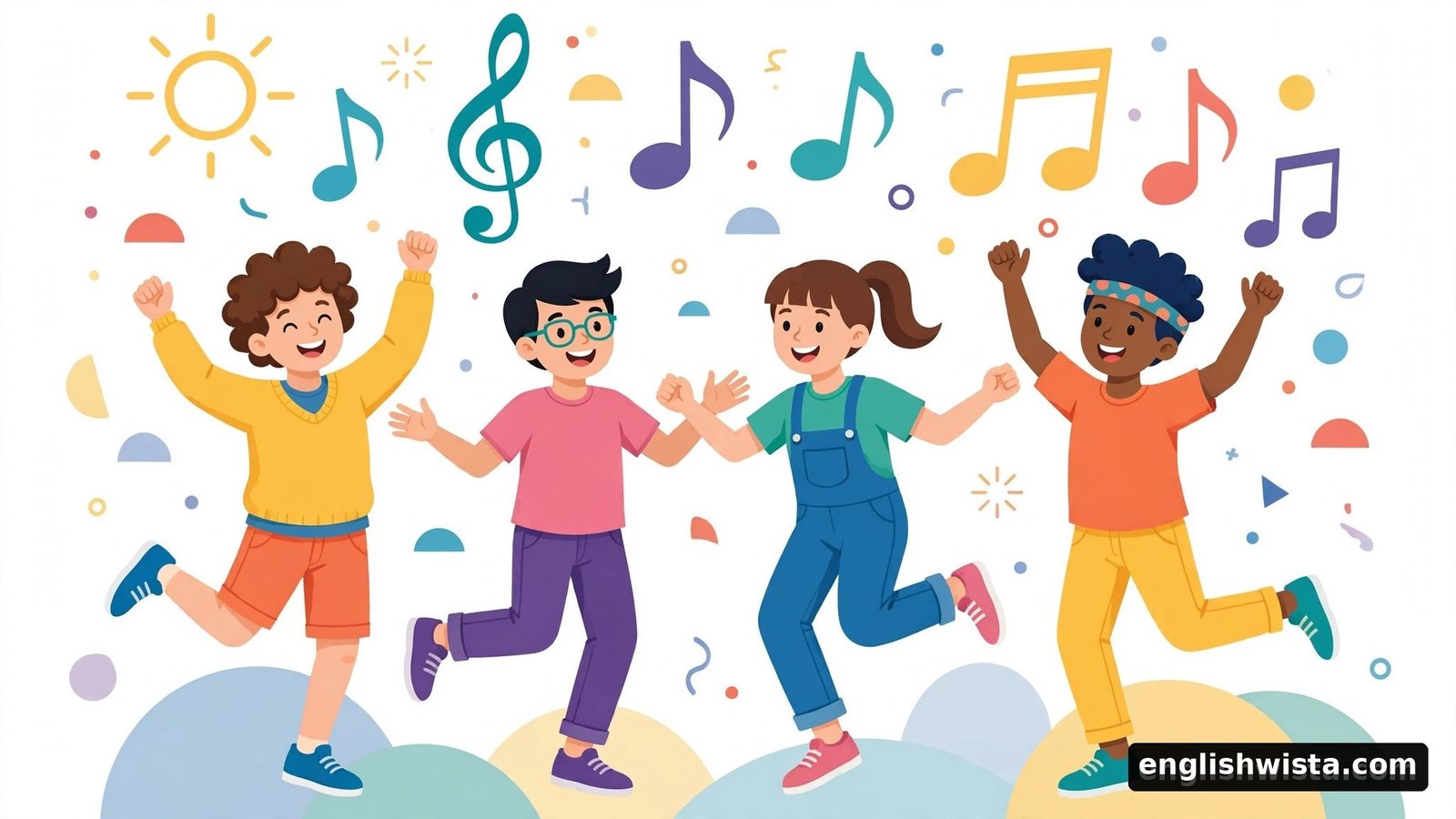 Music notes and dancing for vibe meaning
