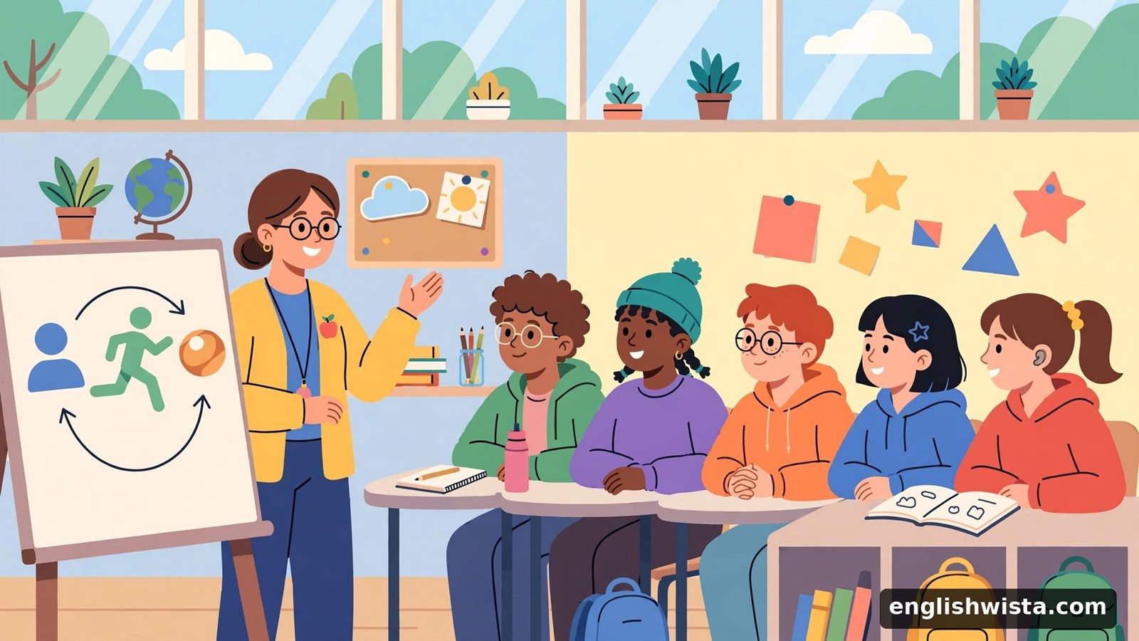 Classroom scene learning watch vs see