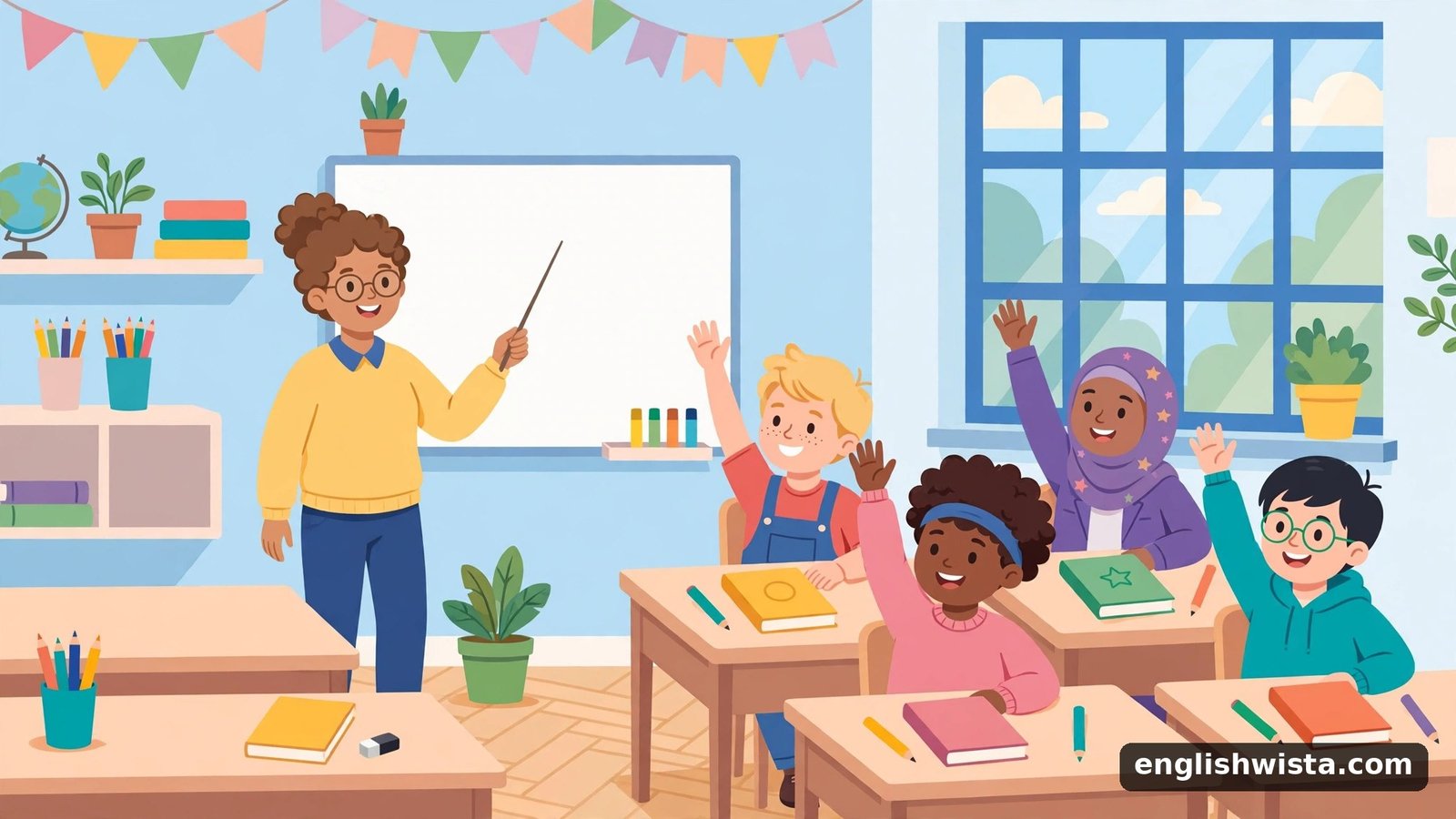Classroom scene learning weather vs whether