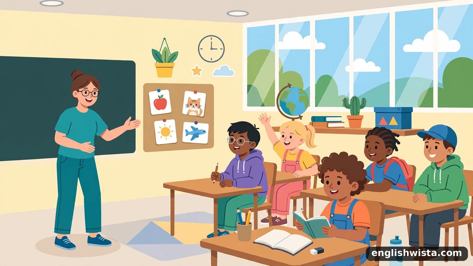 English classroom illustration