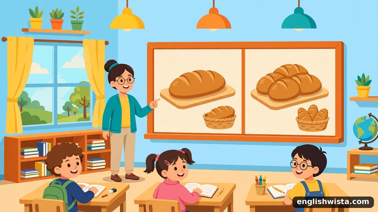 Classroom learning the plural of Loaf
