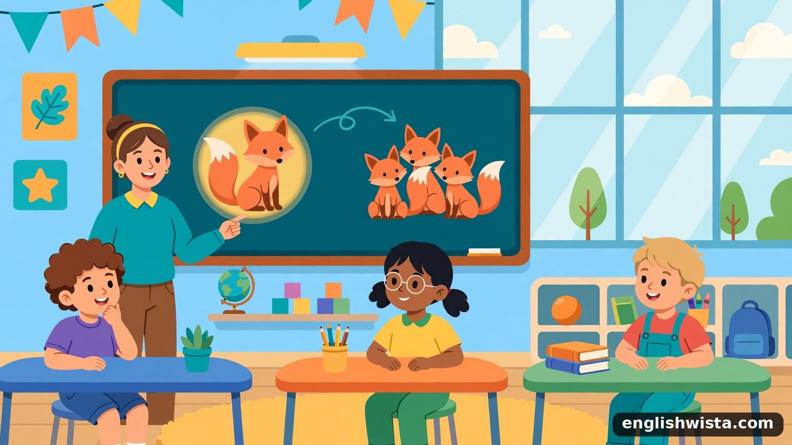 Classroom learning the plural of Fox