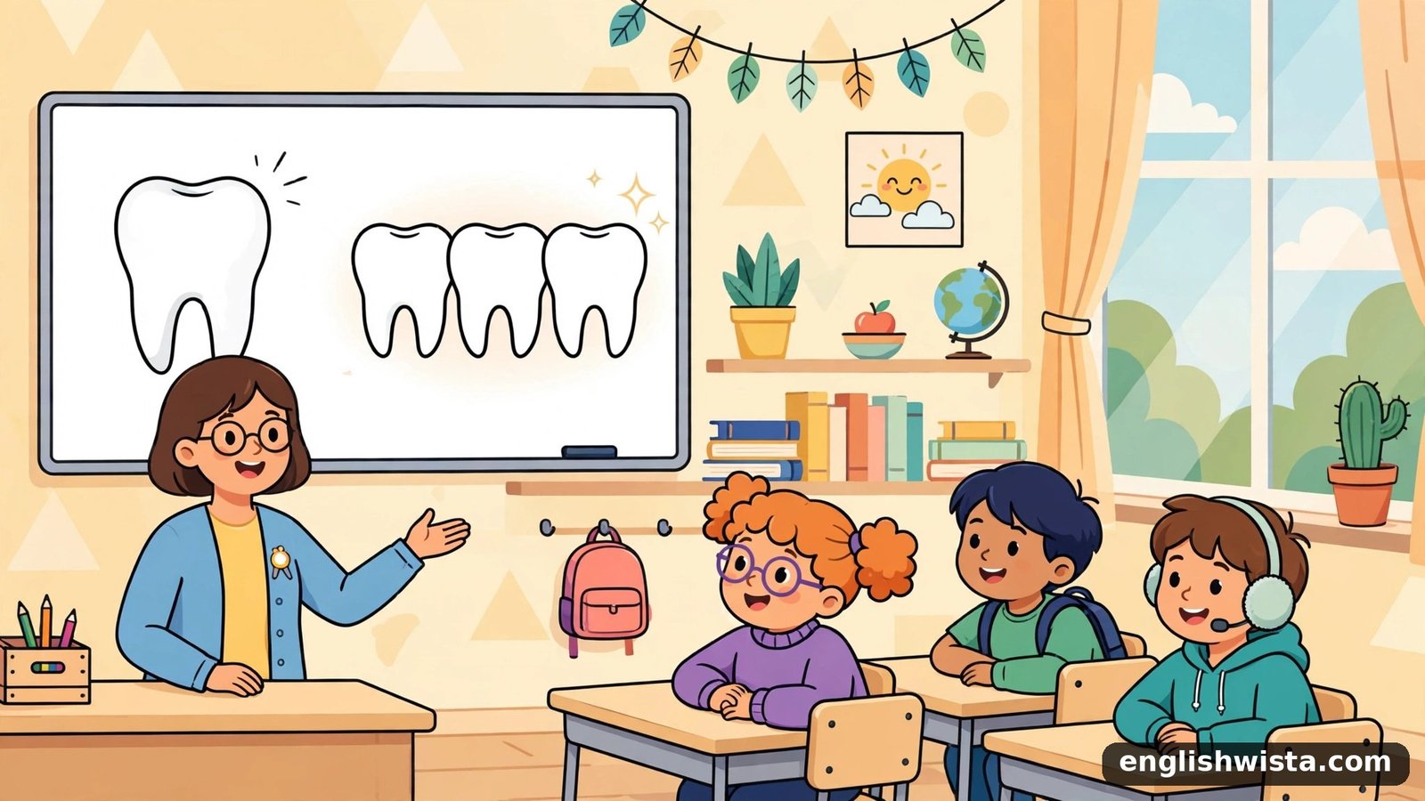 Classroom learning the plural of Tooth