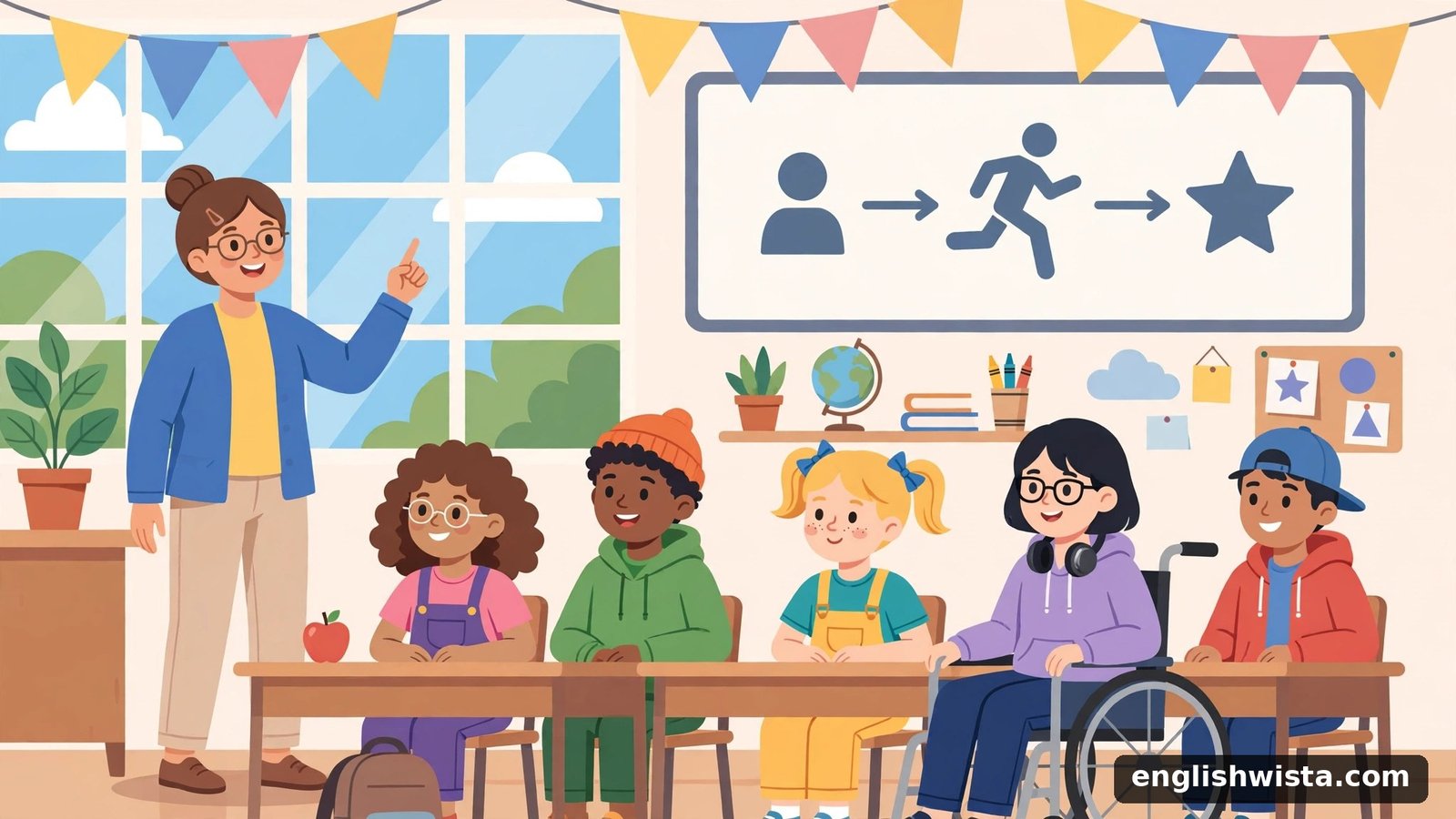 Classroom scene learning who vs whom