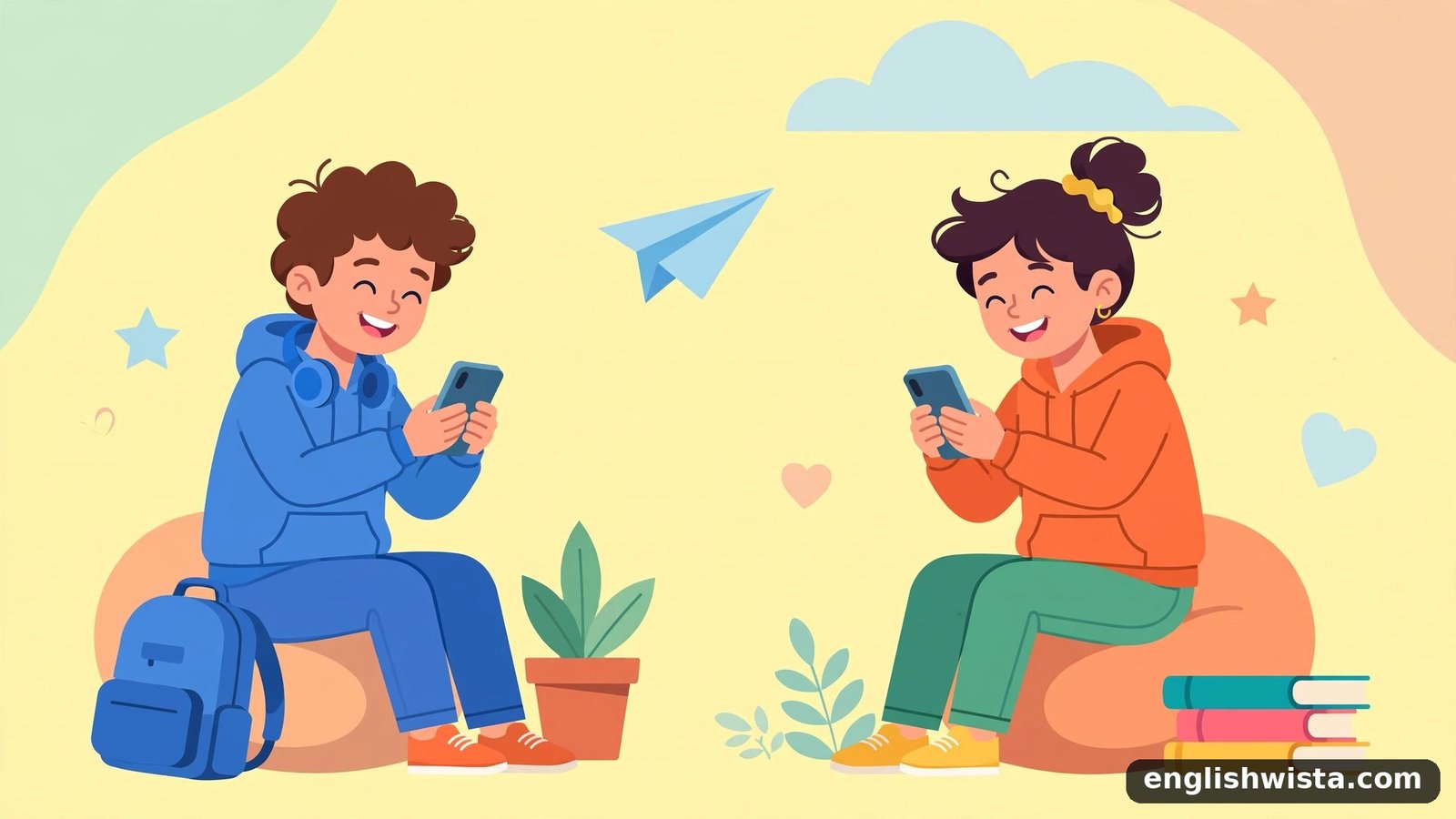 Friends texting illustration