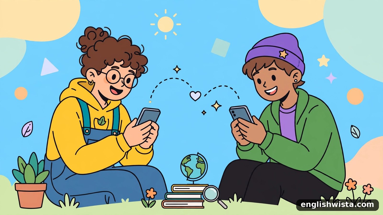 Friends texting illustration