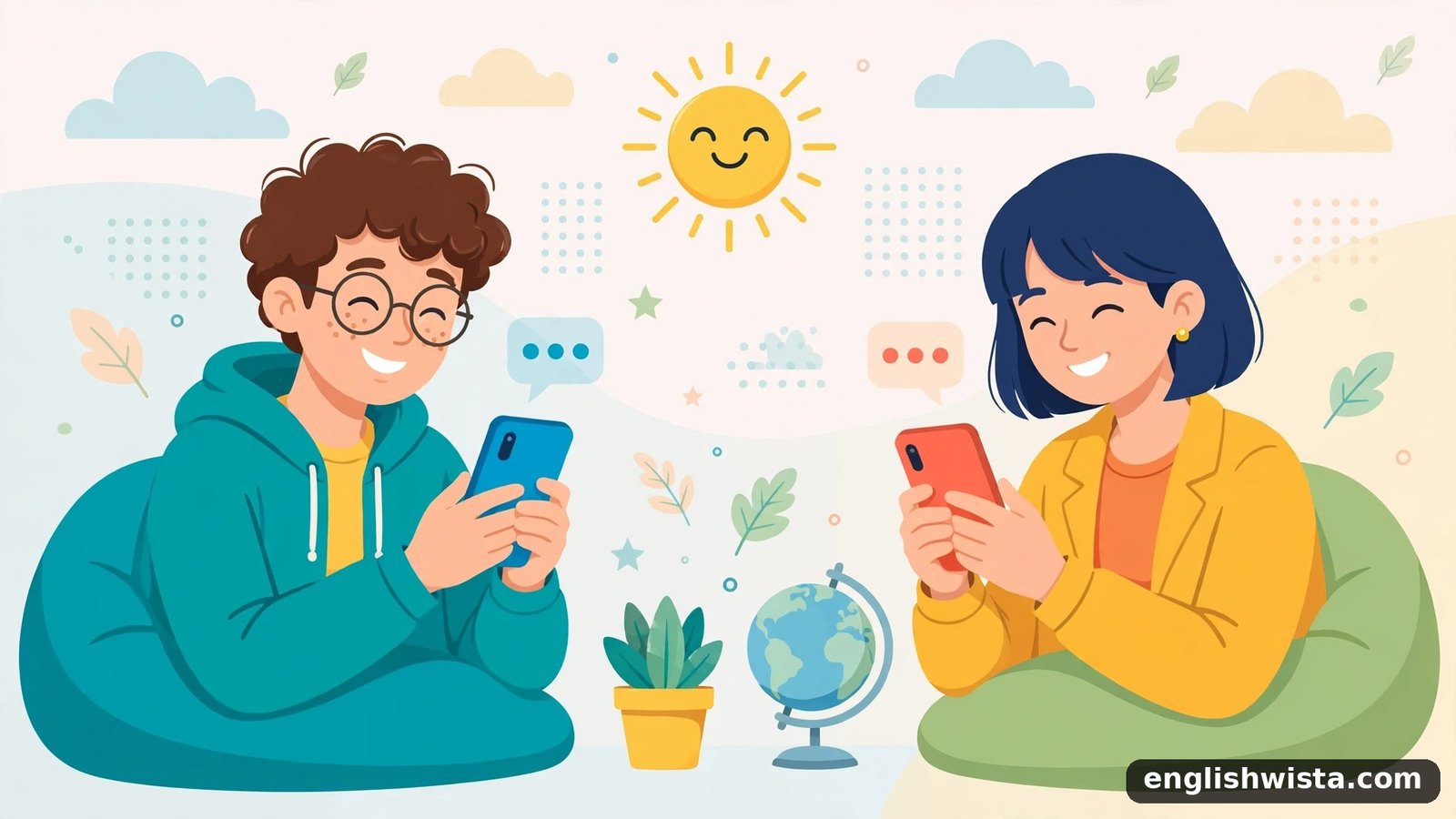 Friends texting illustration