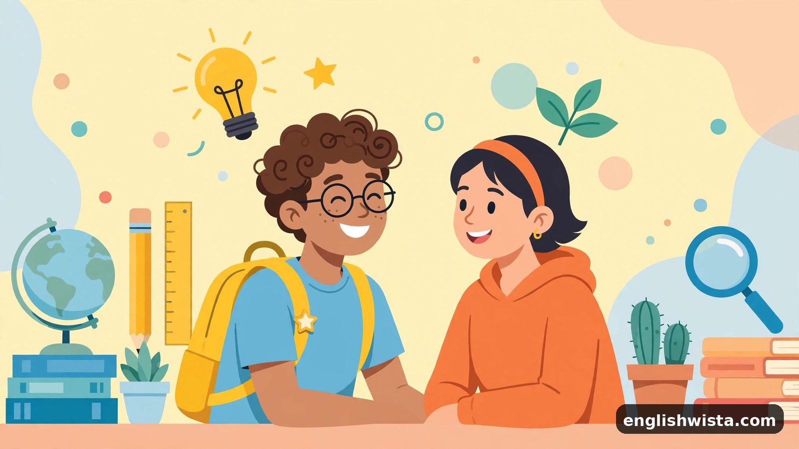 Two happy friends chatting for you're