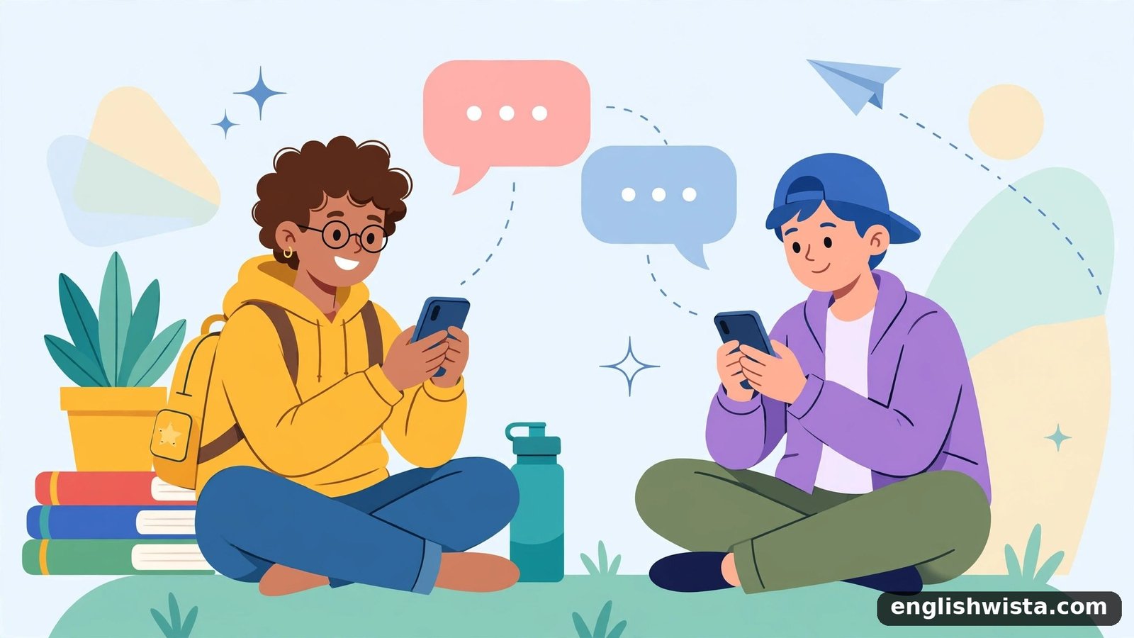 Friends texting illustration